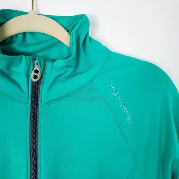 Under Armour Womens Jacket Large Semi Fitted All Season Teal Green Zip Up - Picture 2 of 10